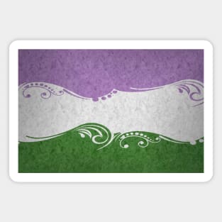 Fancy Swooped and Swirled Genderqueer Pride Flag Background Magnet